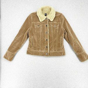 GAP y2k Brown Velour Penny Lane Velour Sherpa Jacket Womens Size Medium Utility